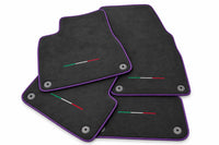 Floor Mats For Lamborghini Urus Alcantara Leather With Yellow Stitching Purple trim