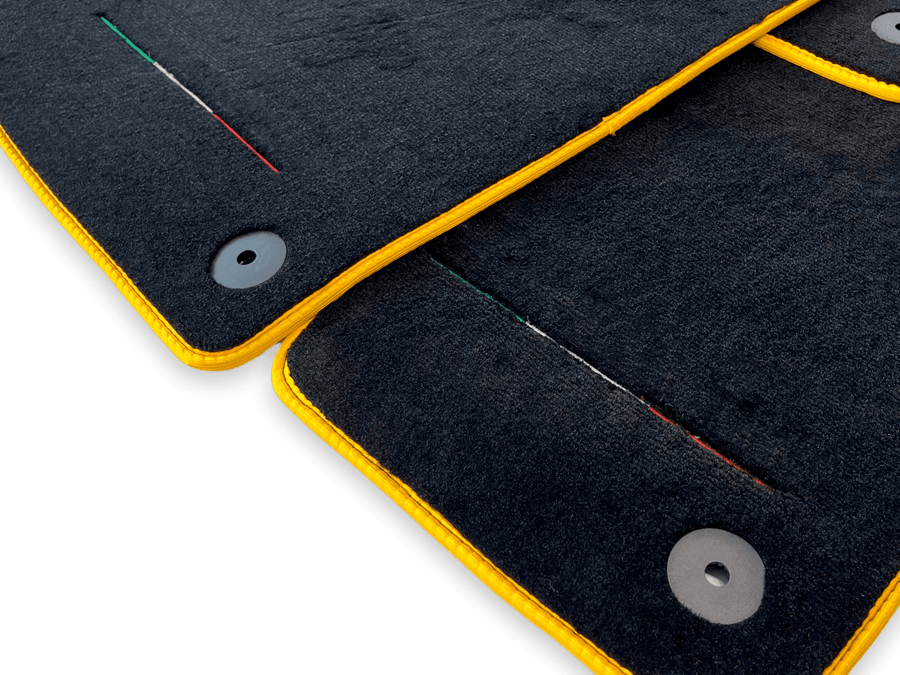 Floor Mats For Lamborghini Urus Black Tailored With Yellow Trim - AutoWin