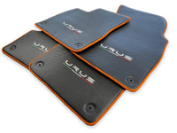 Floor Mats For Lamborghini Urus Carbon Leather Tailored Orange Trim - AutoWin