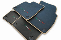 Floor Mats For Lamborghini Urus Carbon Leather Tailored Orange Trim Beige trim