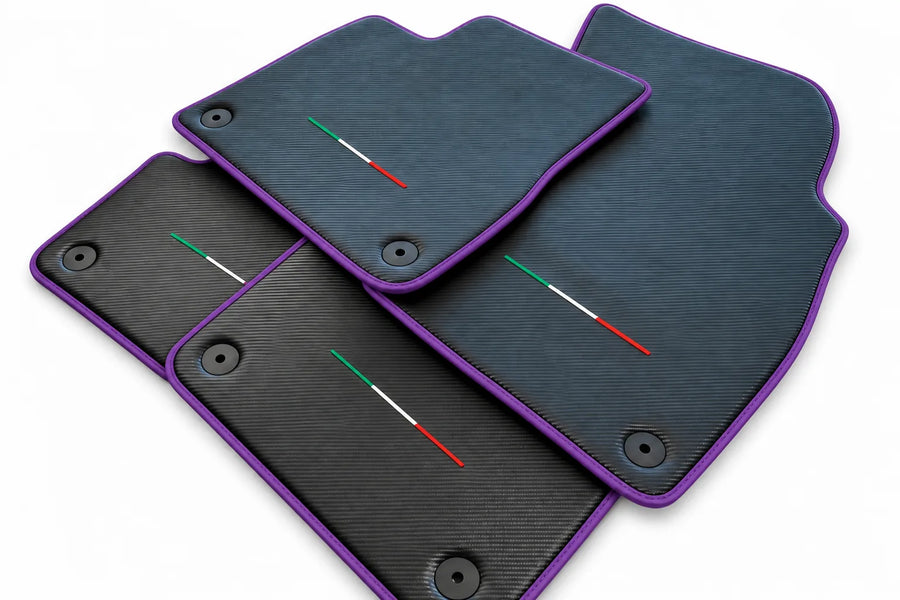 Floor Mats For Lamborghini Urus Carbon Leather Tailored Orange Trim Purple trim