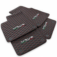 Floor Mats For Lamborghini Urus Leather Red Stitching - AutoWin