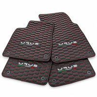 Floor Mats For Lamborghini Urus Leather Red Stitching - AutoWin