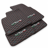 Floor Mats For Lamborghini Urus Leather Red Stitching - AutoWin
