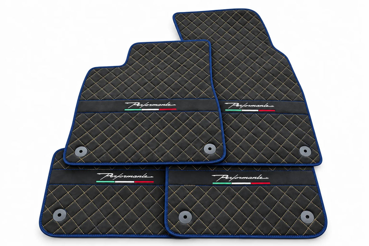 Floor Mats For Lamborghini Urus Performante Alcantara Leather Dark Blue trim