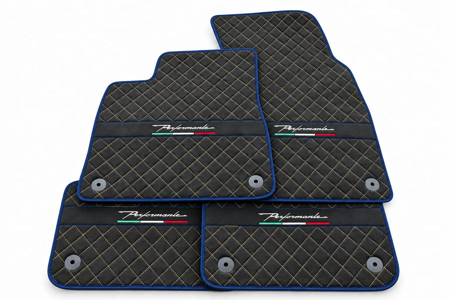 Floor Mats For Lamborghini Urus Performante Alcantara Leather Dark Blue trim