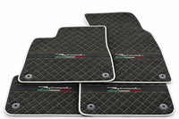 Floor Mats For Lamborghini Urus Performante Alcantara Leather White trim