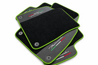 Floor Mats For Lamborghini Urus Performante With Carbon Leather Green trim