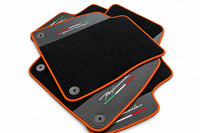 Floor Mats For Lamborghini Urus Performante With Carbon Leather Orange trim