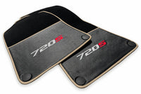 Floor Mats For McLaren 720S Black Tailored Carpets With Carbon Beige trim