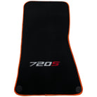 Floor Mats For McLaren 720S Black Tailored With Orange Trim - AutoWin