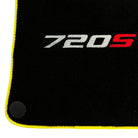 Floor Mats For McLaren 720S Black Tailored With Yellow Trim - AutoWin