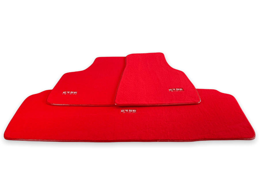 Floor Mats For Tesla Model X (5 Seats) Red Tailored Carpets ER56 Design - AutoWin