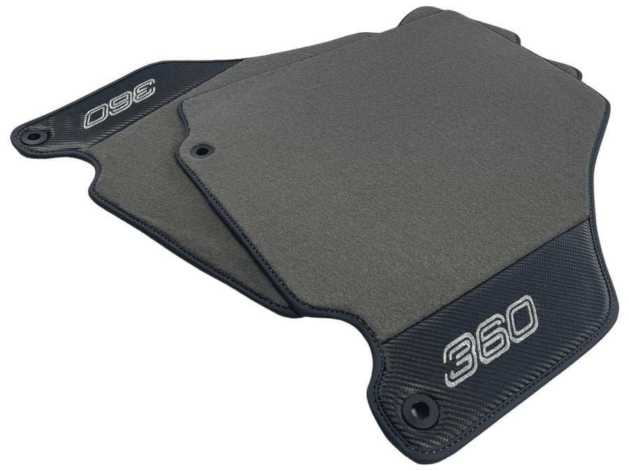 Gray Floor Mats For Ferrari 360 Modena 1999-2005 With Carbon Fiber Leather - AutoWin