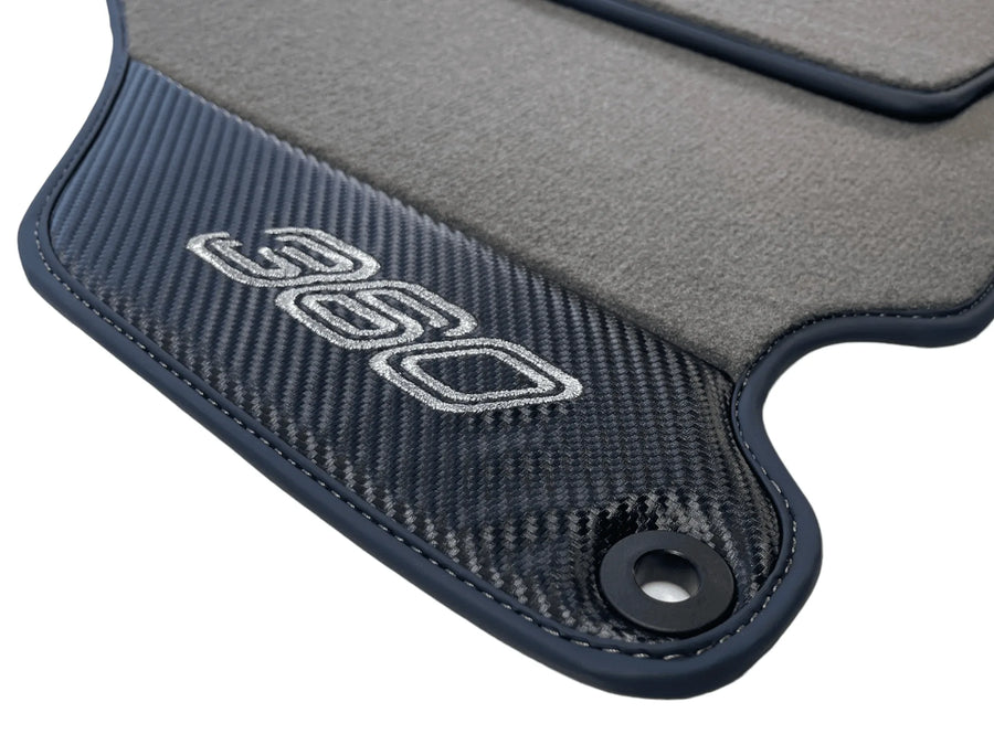 Gray Floor Mats For Ferrari 360 Modena 1999-2005 With Carbon Fiber Leather - AutoWin