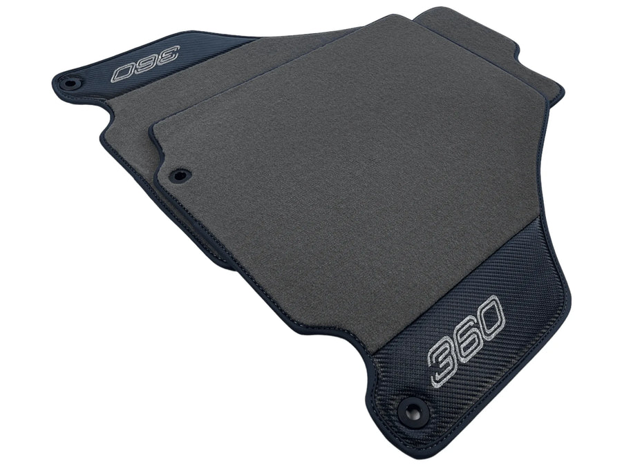 Gray Floor Mats For Ferrari 360 Modena 1999-2005 With Carbon Fiber Leather - AutoWin