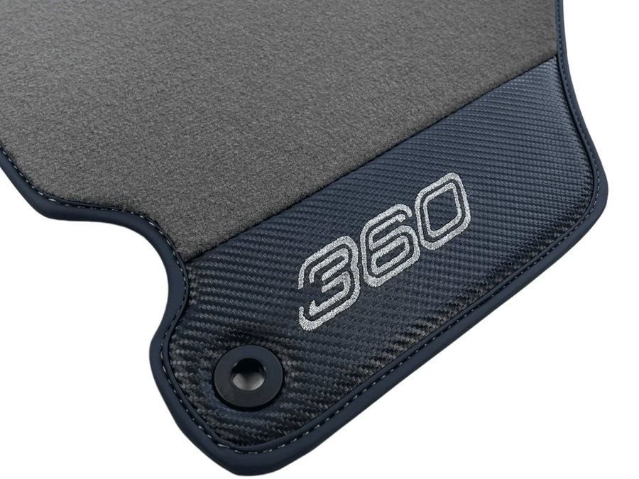 Gray Floor Mats For Ferrari 360 Modena 1999-2005 With Carbon Fiber Leather - AutoWin