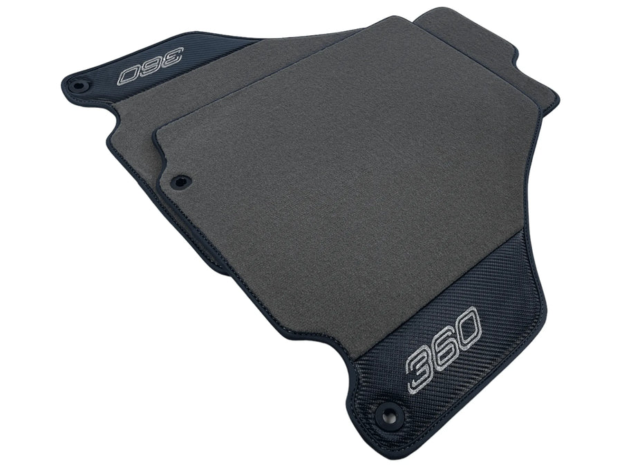 Gray Floor Mats For Ferrari 360 Modena 1999-2005 With Carbon Fiber Leather - AutoWin
