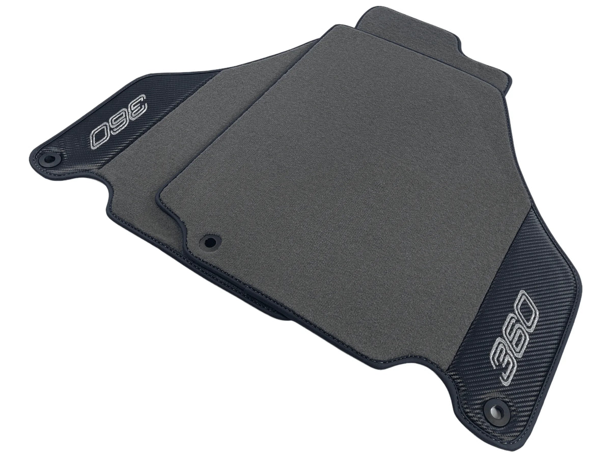 Gray Floor Mats For Ferrari 360 Modena 1999-2005 With Carbon Fiber Leather - AutoWin
