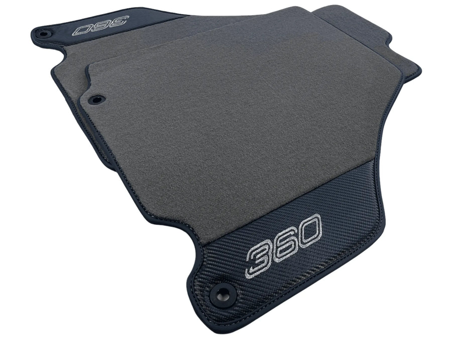 Gray Floor Mats For Ferrari 360 Modena 1999-2005 With Carbon Fiber Leather - AutoWin