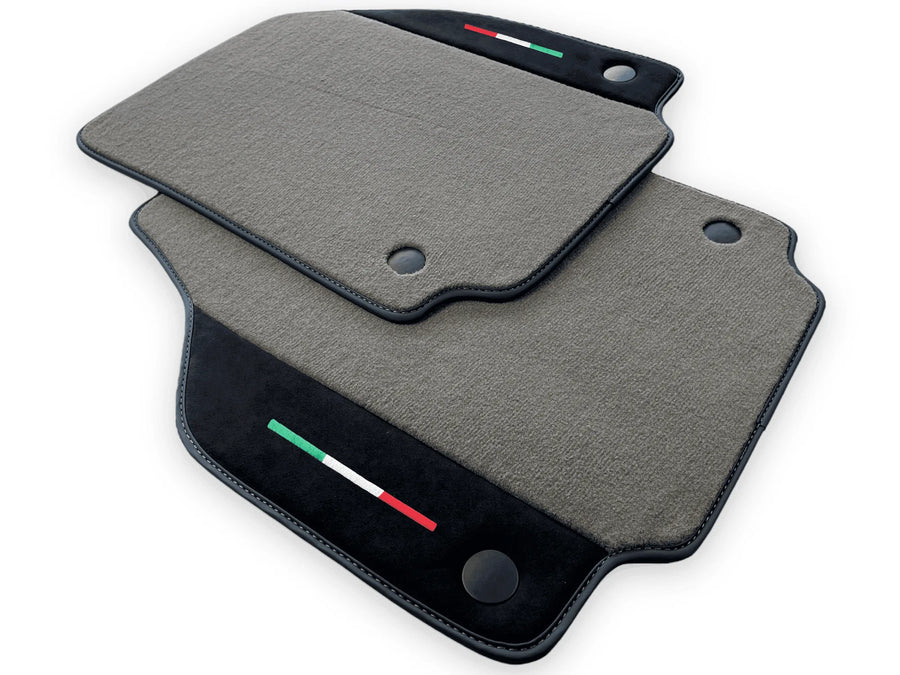 Gray Floor Mats For Ferrari 488 GTB 2015-2022 Carpets With Alcantara Leather