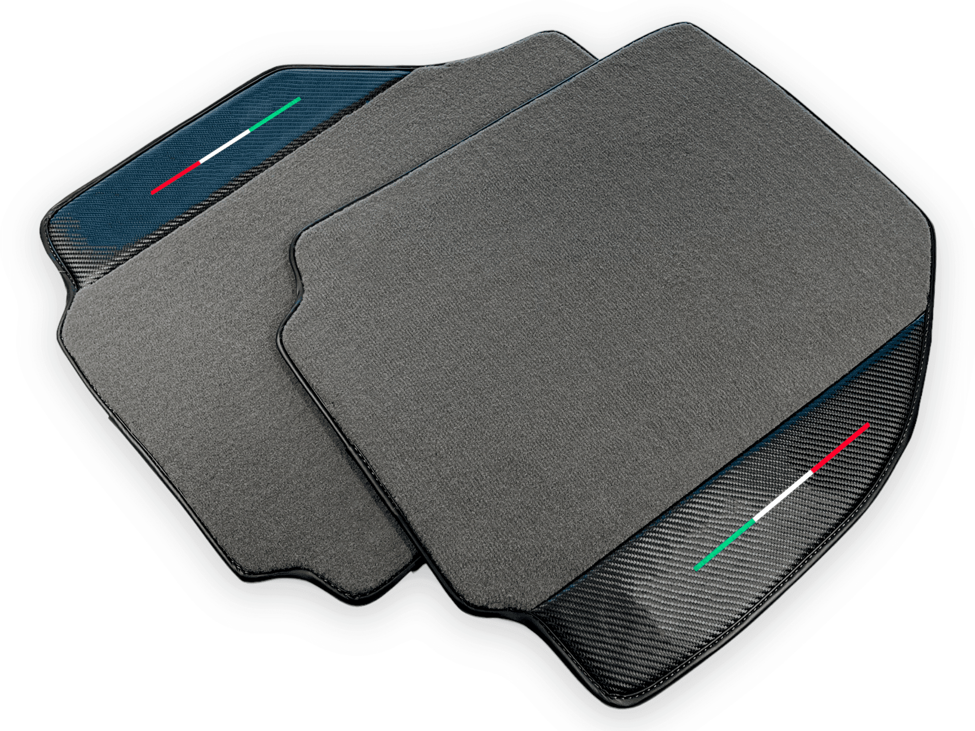 Gray Floor Mats For Ferrari 488 Pista Spider 2019-2021 With Carbon Fiber Leather