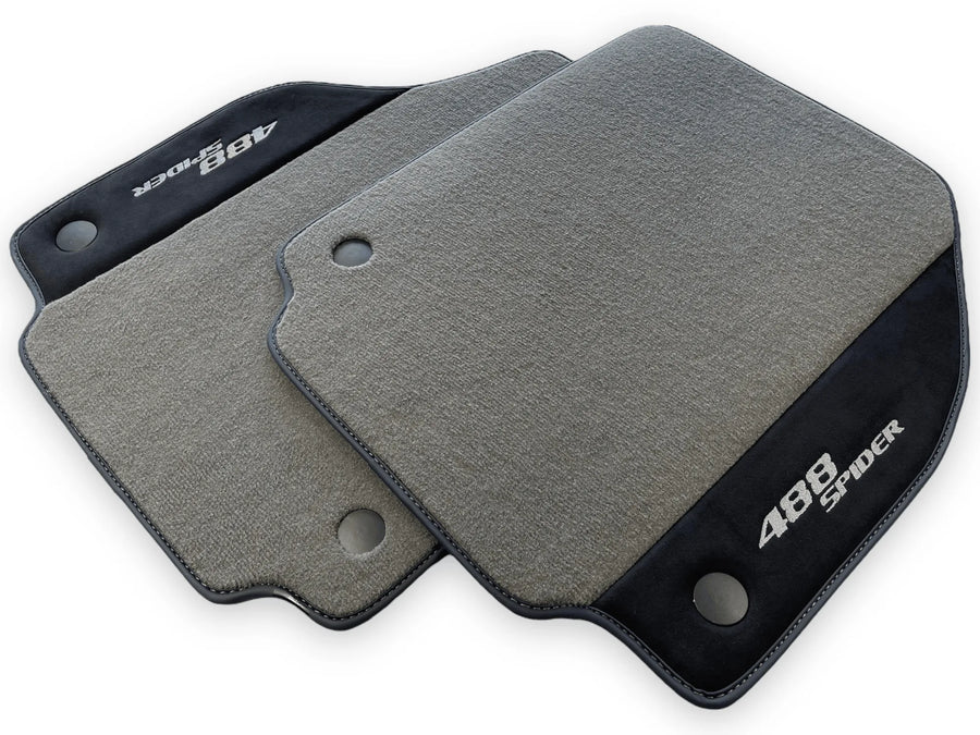 Grå Bilmatter For Ferrari 488 Spider 2015-2022 Alcantara Lær - AutoWin