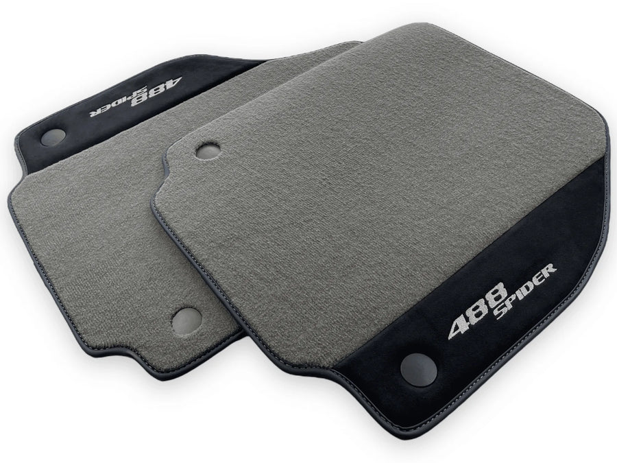 Grå Bilmatter For Ferrari 488 Spider 2015-2022 Alcantara-lær - AutoWin
