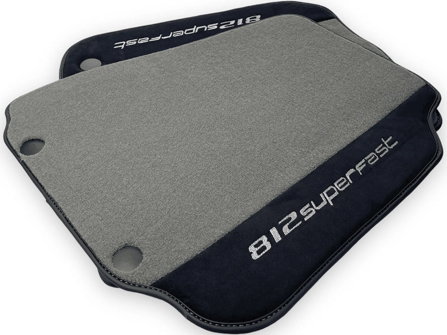 Gray Floor Mats For Ferrari 812 Superfast With Alcantara Leather - AutoWin
