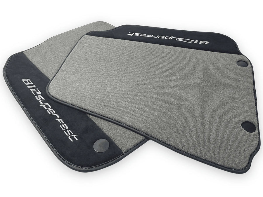 Gray Floor Mats For Ferrari 812 Superfast With Alcantara Leather - AutoWin