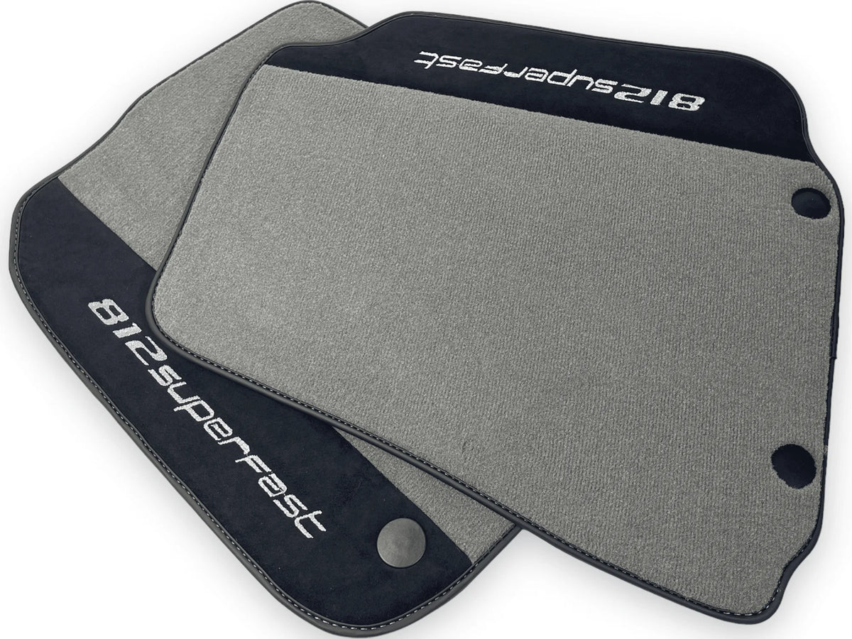 Gray Floor Mats For Ferrari 812 Superfast With Alcantara Leather - AutoWin