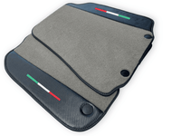 Gray Floor Mats For Ferrari F12 Berlinetta (2012-2022) With Carbon Fiber Leather - AutoWin