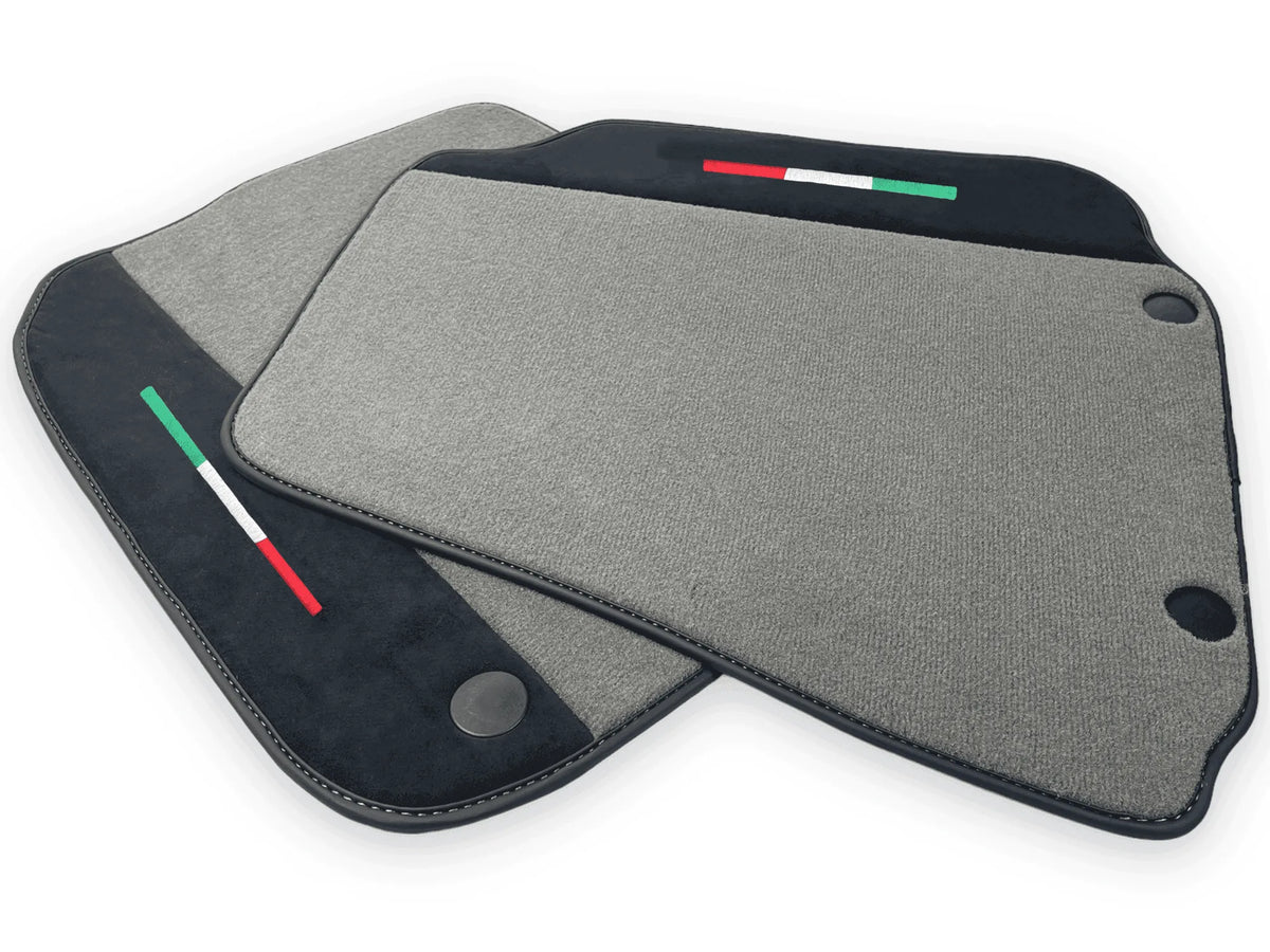 Gray Floor Mats For Ferrari F12 Berlinetta (2012-2022) With Alcantara Leather - AutoWin