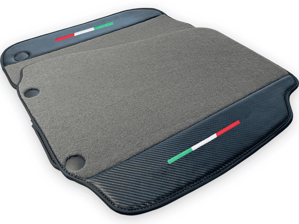 Gray Floor Mats For Ferrari F12 Berlinetta (2012-2022) With Carbon Fiber Leather - AutoWin