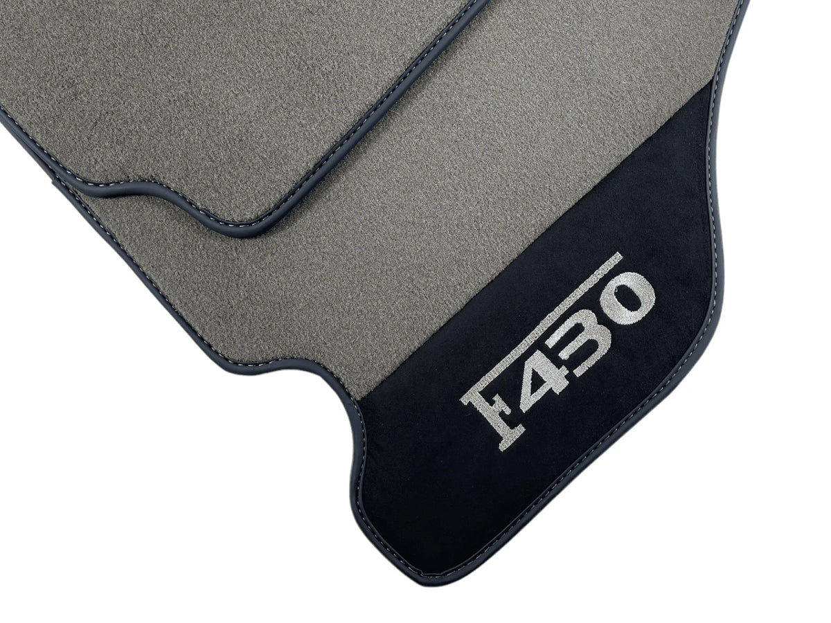 Gray Floor Mats For Ferrari F430 2004-2009 With Alcantara Leather - AutoWin