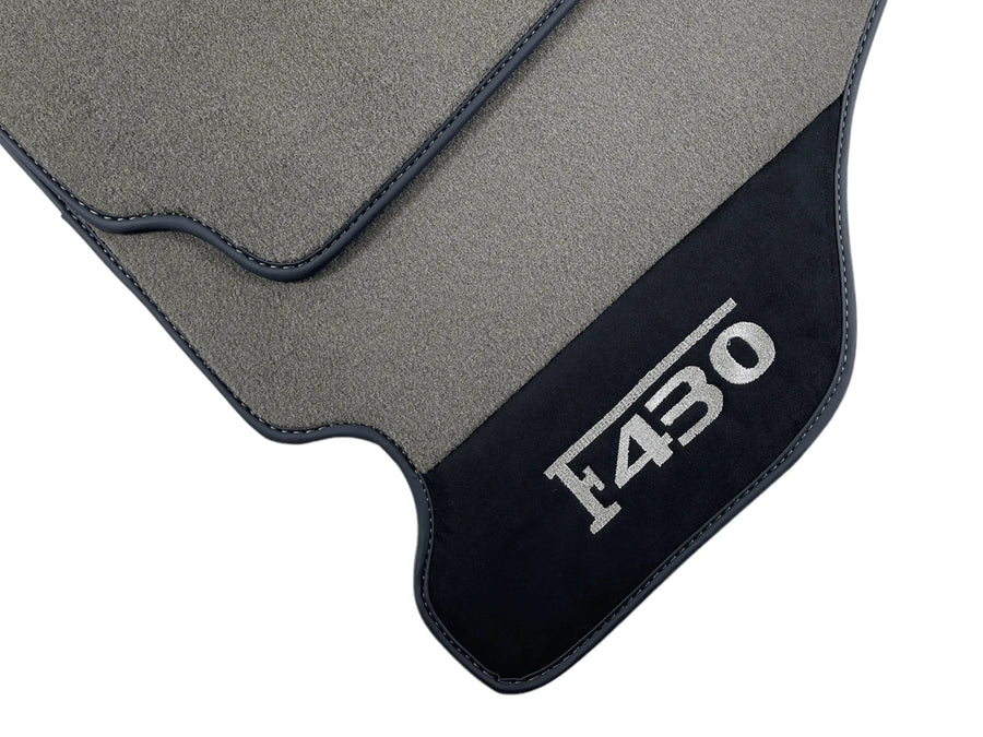 Gray Floor Mats For Ferrari F430 2004-2009 With Alcantara Leather - AutoWin
