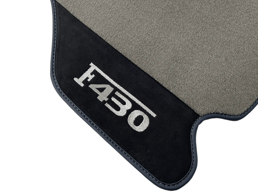 Gray Floor Mats For Ferrari F430 2004-2009 With Alcantara Leather - AutoWin