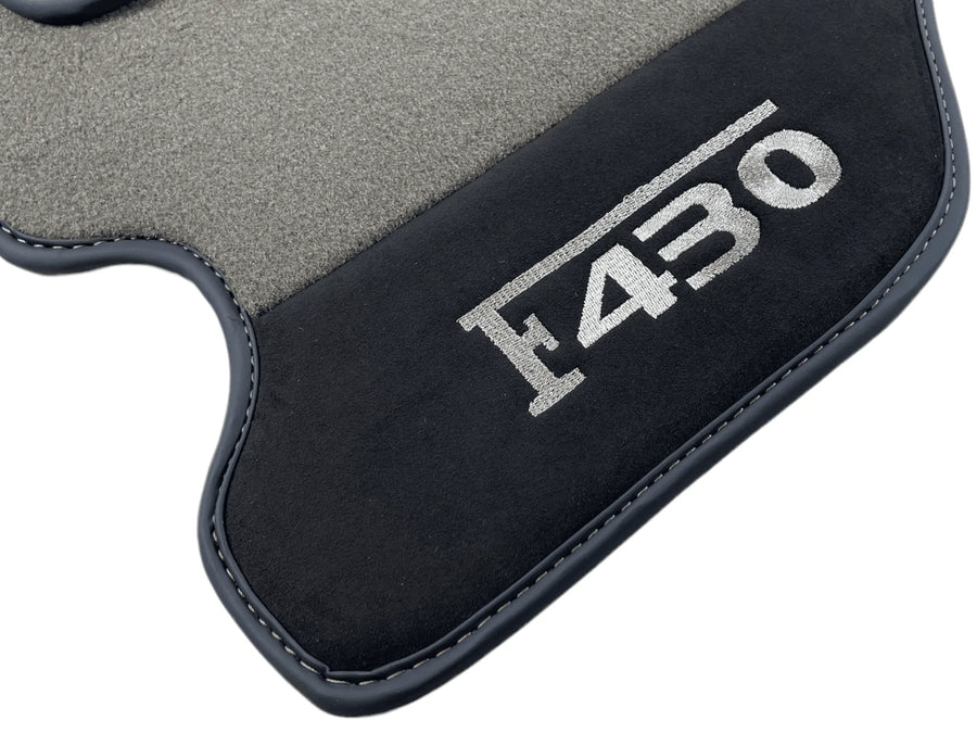 Gray Floor Mats For Ferrari F430 2004-2009 With Alcantara Leather - AutoWin