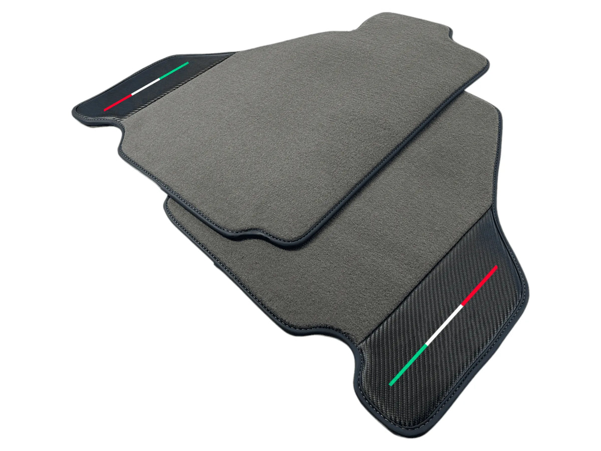 Gray Floor Mats For Ferrari F430 2004-2009 With Carbon Fiber Leather - AutoWin