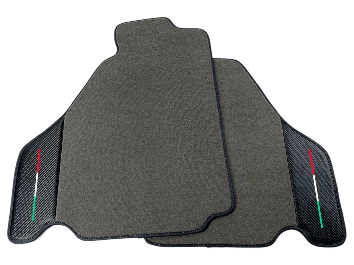 Gray Floor Mats For Ferrari F430 2004-2009 With Carbon Fiber Leather - AutoWin