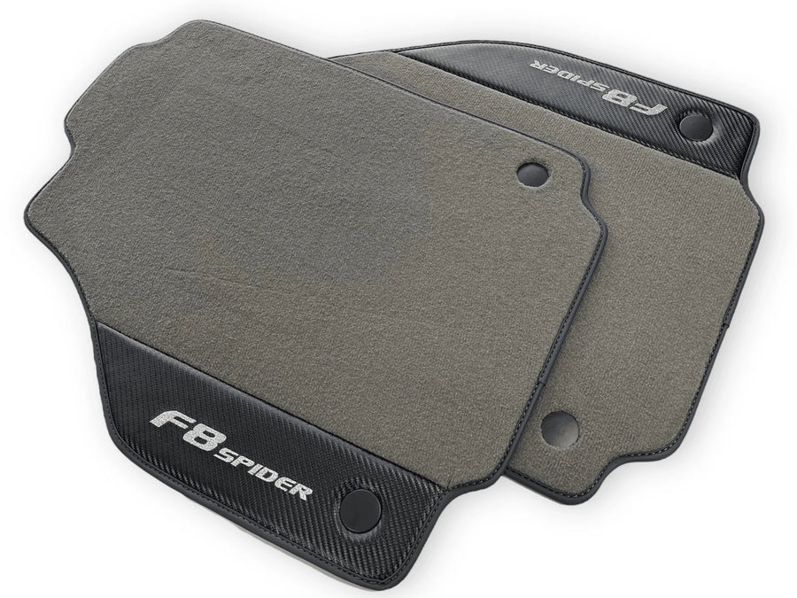 Gray Floor Mats For Ferrari F8 Spider 2019-2022 With Carbon Fiber Leather - AutoWin