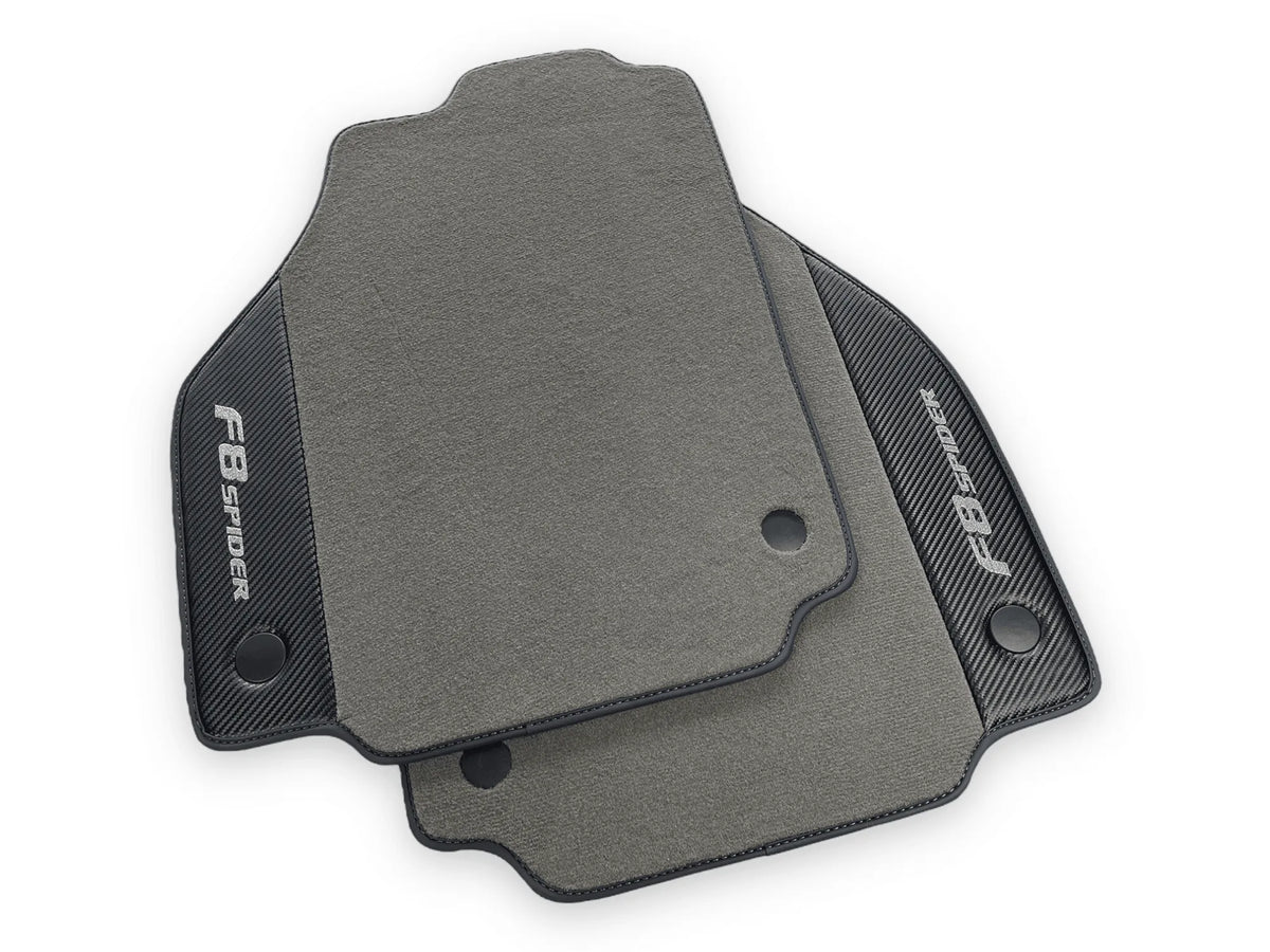 Gray Floor Mats For Ferrari F8 Spider 2019-2022 With Carbon Fiber Leather - AutoWin