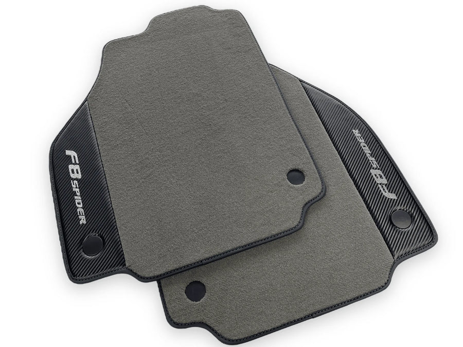 Gray Floor Mats For Ferrari F8 Spider 2019-2022 With Carbon Fiber Leather - AutoWin