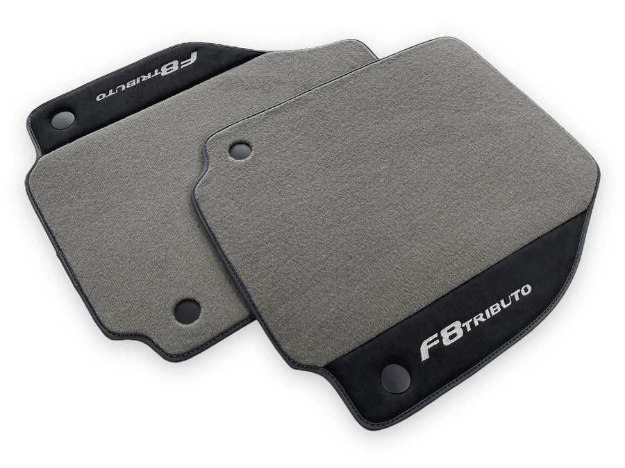 Gray Floor Mats For Ferrari F8 Tributo 2019-2022 With Alcantara Leather - AutoWin