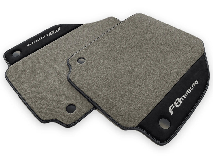 Gray Floor Mats For Ferrari F8 Tributo 2019-2022 With Alcantara Leather - AutoWin