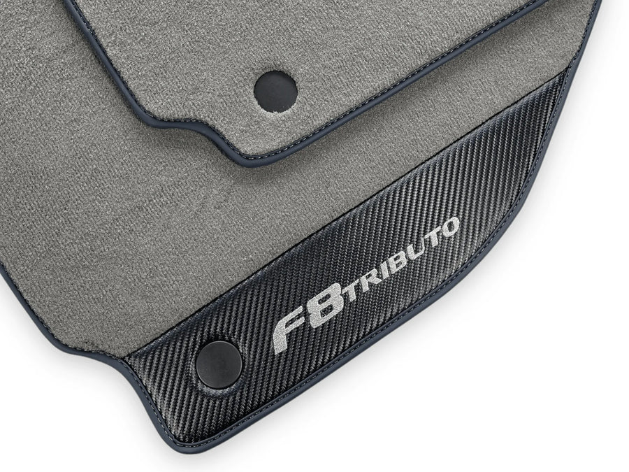 Grå Bilmatter For Ferrari F8 Tributo 2019-2022 Med Karbonlær - AutoWin
