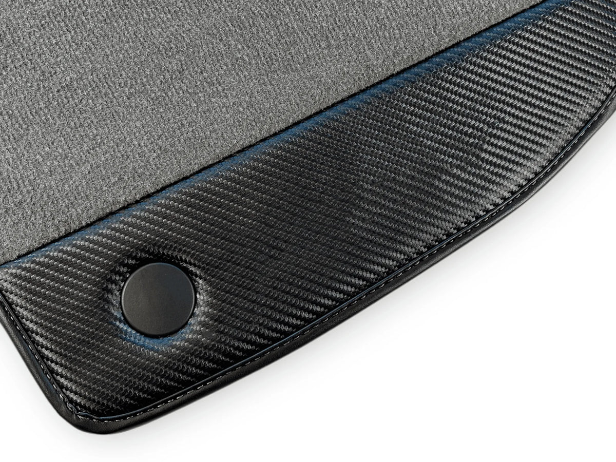 Gray Floor Mats For Ferrari F8 Tributo 2019-2022 With Carbon Leather - AutoWin