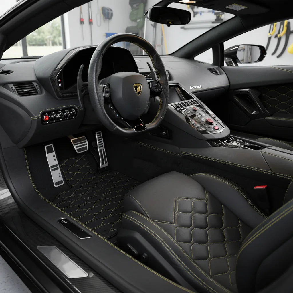 Interior look of floor mats for Lamborghini Aventador (2012-2022)