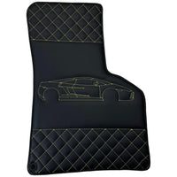 Leather Black Floor Mats for Lamborghini Gallardo Yellow Sewing | ER56 Design - AutoWin