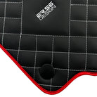 Leather Floor Mats for Ferrari 458 GT2 with White Sewing and Red Trim | ER56 Design - AutoWin